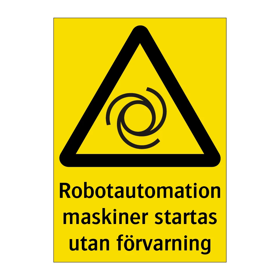 Robotautomation maskiner startas utan förvarning 148x210mm