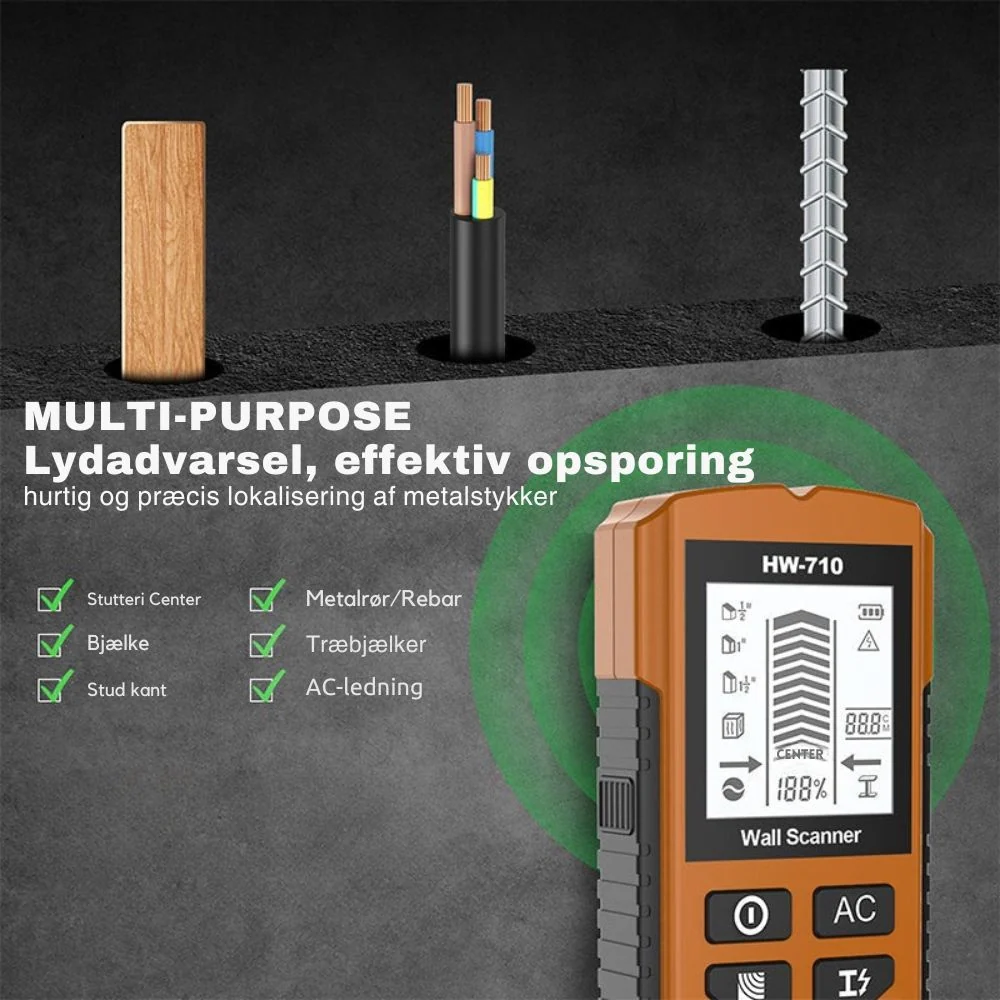 Professionell Kvalitet WallScanner™ | Undvik dyra misstag – säkerställ strukturer och ledningar i dina väggar Silver