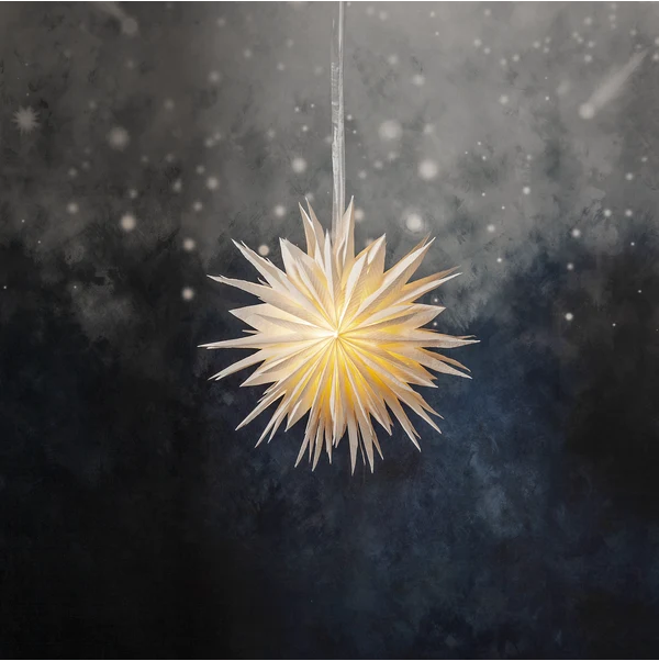 Adventsstjärna Pappersstjärna återvunnen bomull .60 cm snö