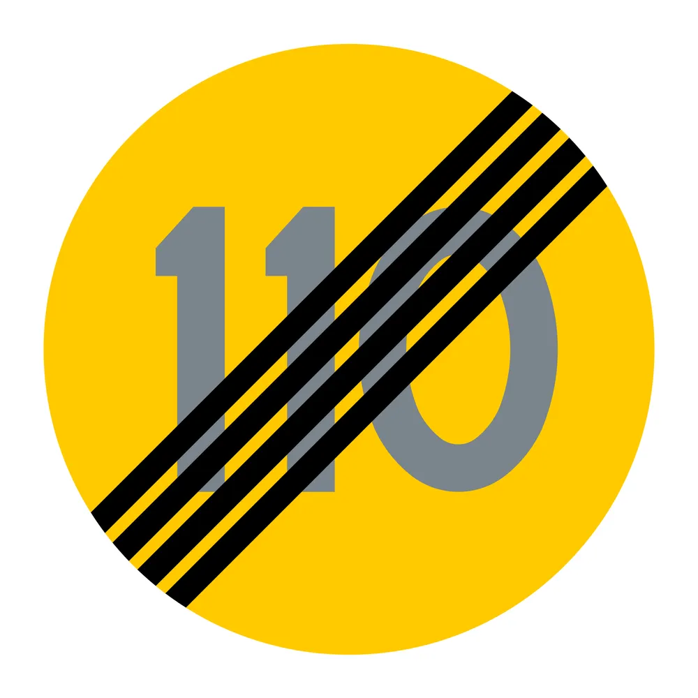 C32-11 Tillfällig hastighetsbegränsning upphör 110 km/h 450mm