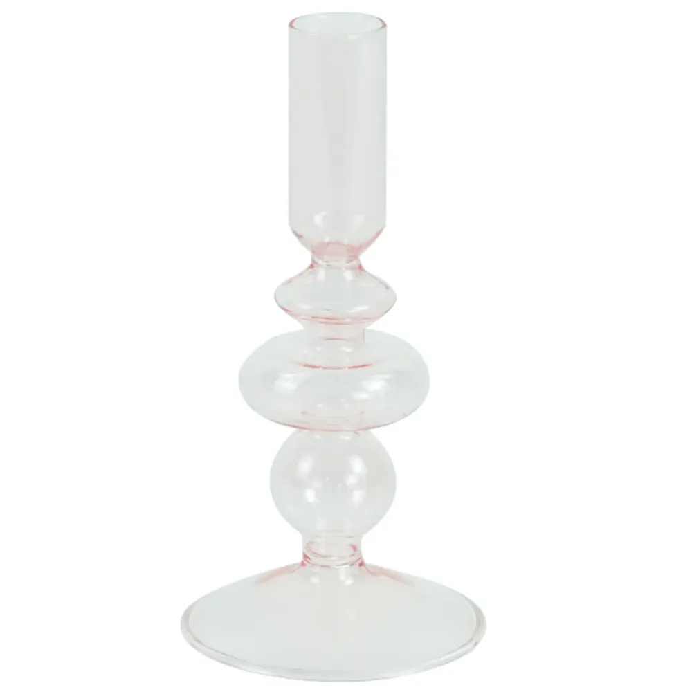 Chicka ljusstake glas fuchsia 21 cm