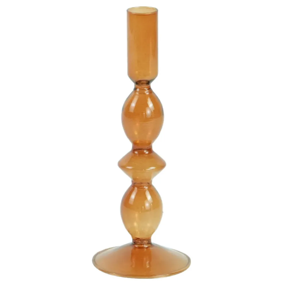 Cora glas ljusstake bärnsten 20 cm