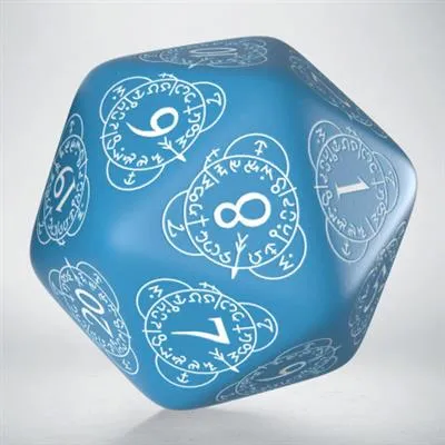 D20 Nivåräknare Blå och Pärla Tärning 30mm