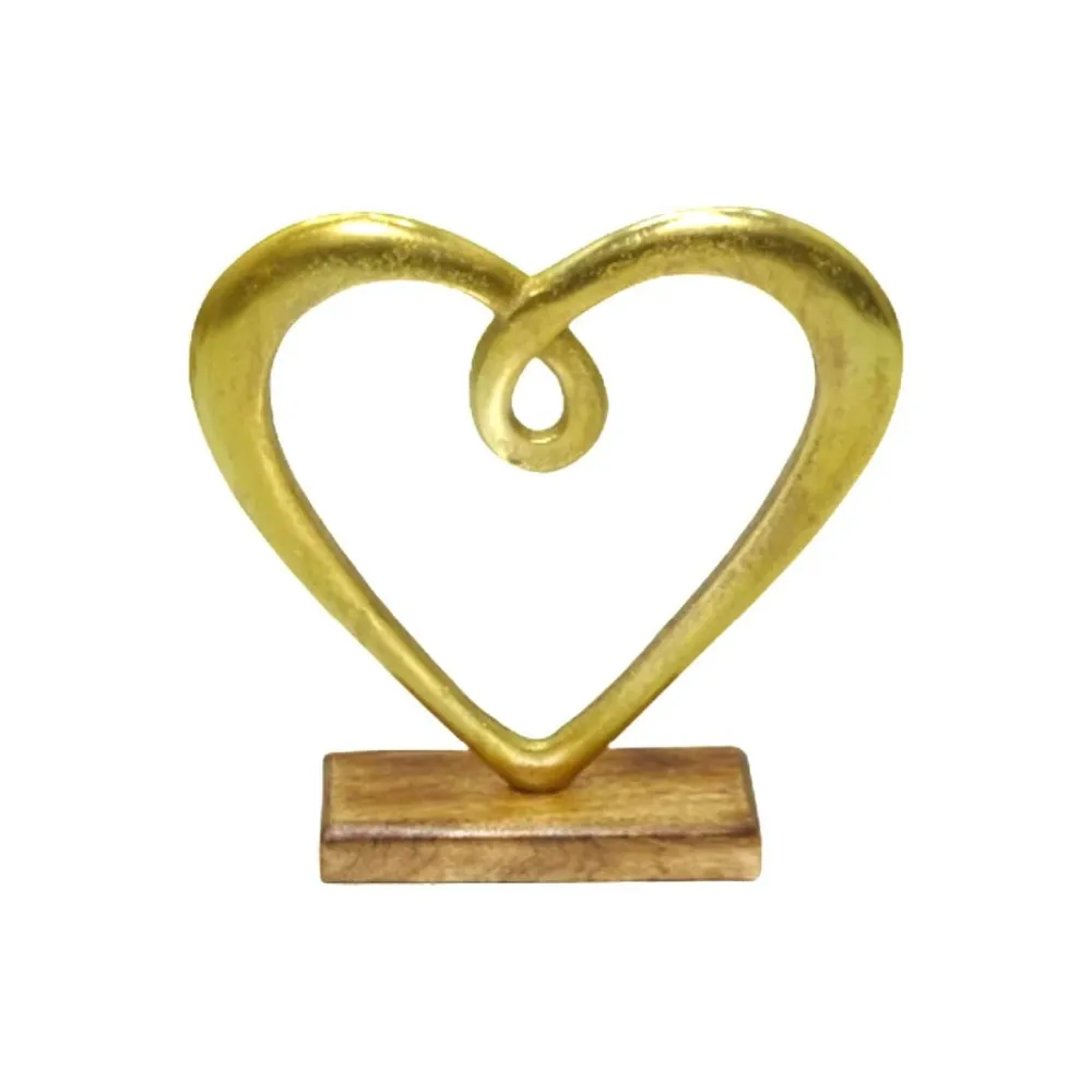 Dorre Hedy Hjärta guldfärgad aluminium träfot 24,5*23*5 cm