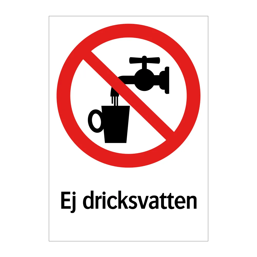 Ej dricksvatten Made USA 148x210mm