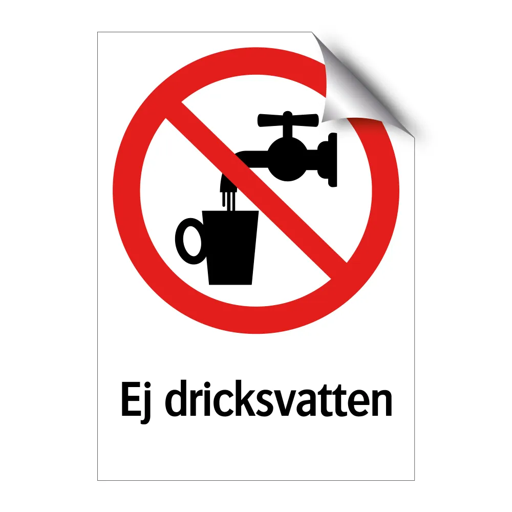 Ej dricksvatten Made USA 148x210mm