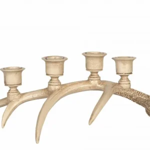 Ljusstake Renhorn 4 Glödande Natur Poly 38x17x14cm