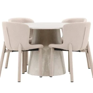 Matgrupp Venture Home Lanzo Runt 120 cm Ecru med 4st Astoria Stolar