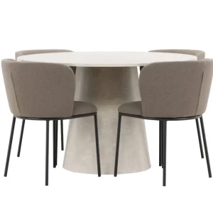 Matgrupp Venture Home Lanzo Runt 120 cm Ecru med 4st Edina Stolar