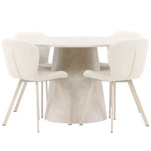Matgrupp Venture Home Lanzo Runt 120 cm med 4st Lilja Stolar