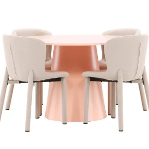 Matgrupp Venture Home Lanzo Runt 120 cm Rodnad med 4st Astoria Stolar