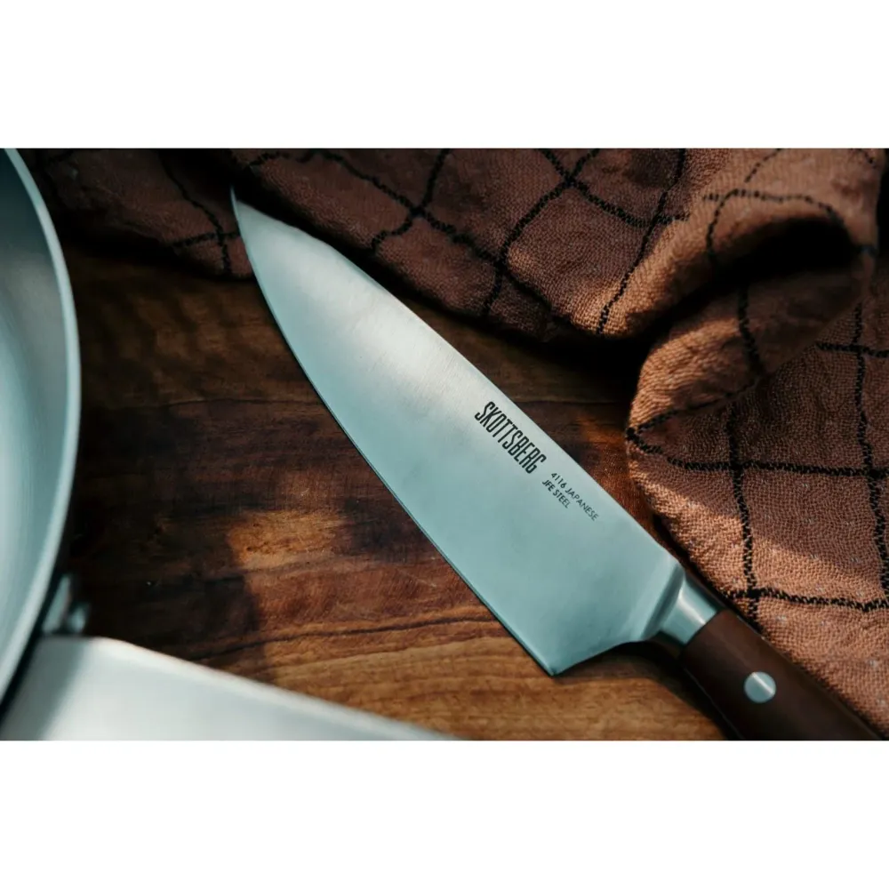 Skottsberg Kockkniv Metallgrå Trä 20 cm