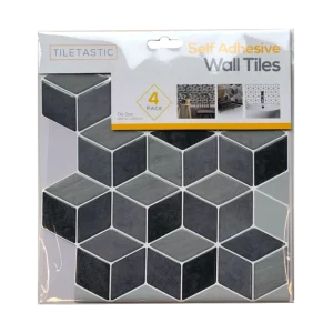 Tiletastic - 4St Självhäftande Väggplattor 26X26Cm - Grå Hexagon