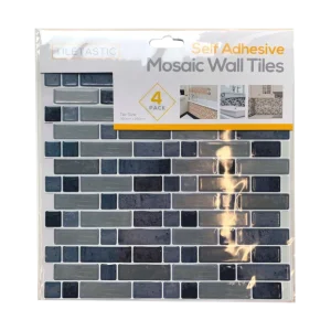 Tiletastic - 4St Självhäftande Väggplattor 26X26Cm - Ocean Grey & Blue