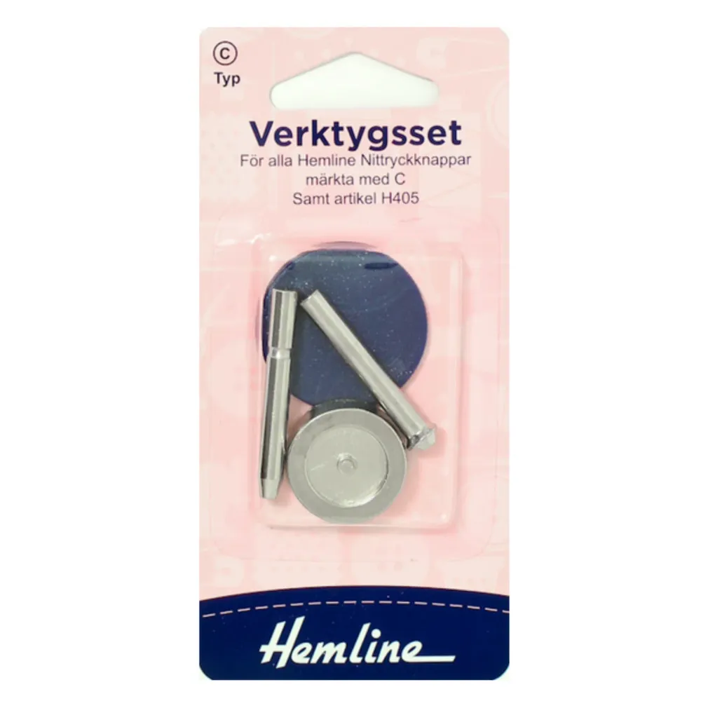 Verktygsset för nittrycksknappar samt H405