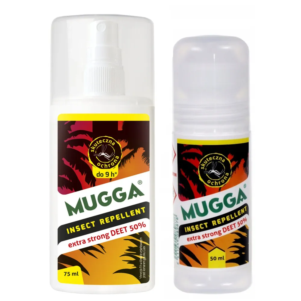 Zestaw Mugga Heavy-duty Spray + Roll On 50% Deet Mugga